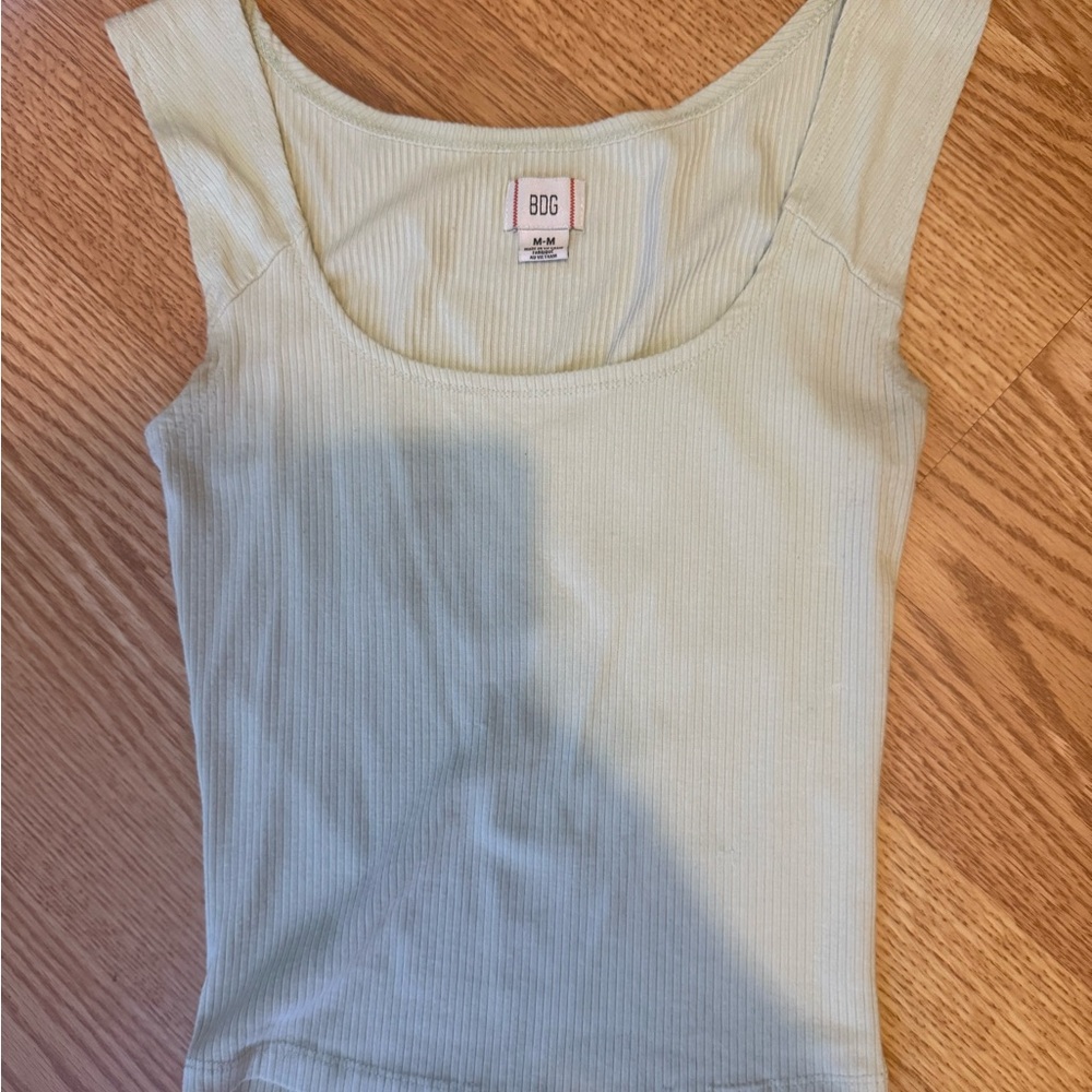 BDG Women's Light Green Ribbed Tank Top